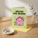 Adult Level Unlocked New Home Congratulations Card