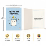 Welcome Tiny Sleep Thief New Baby Congratulations Card