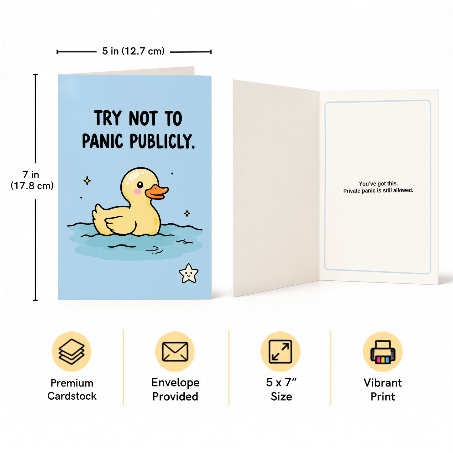 Try Not to Panic Publicly Open Greeting Card