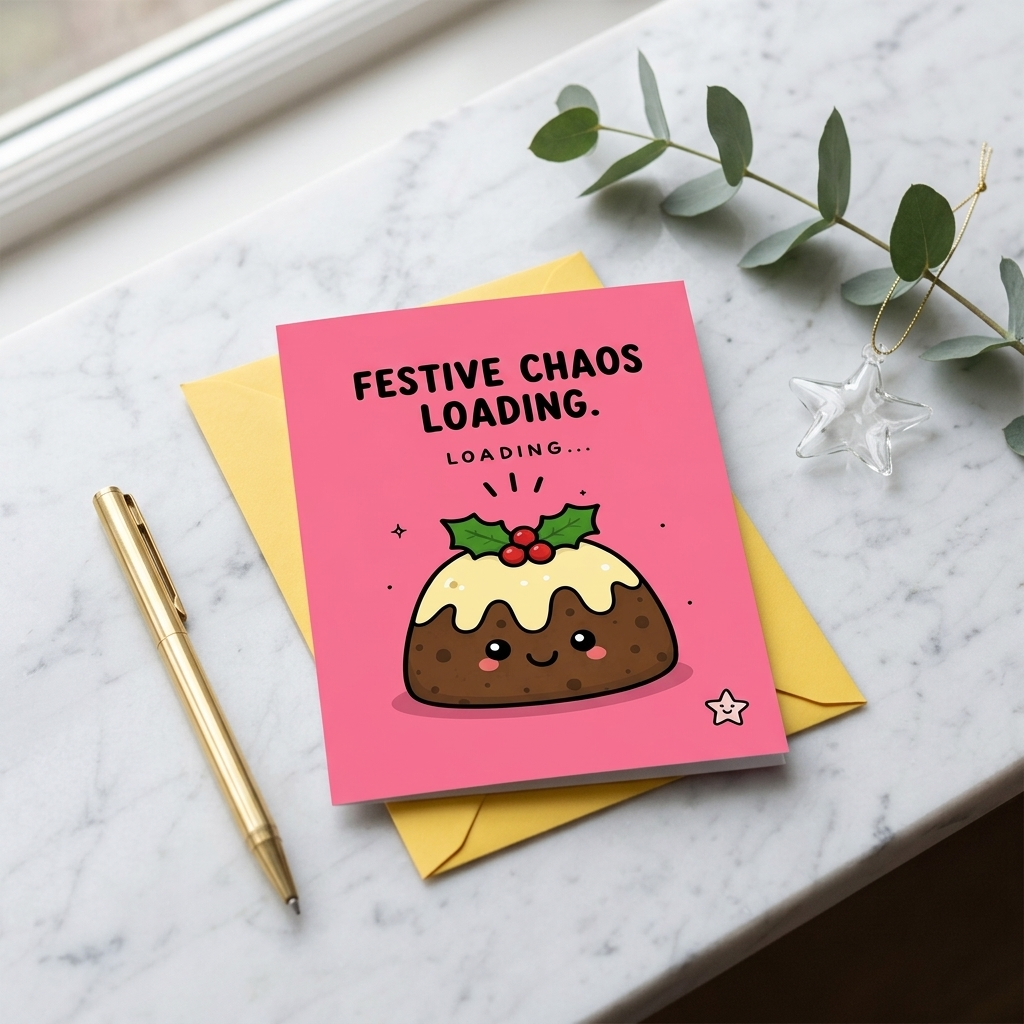 Festive Chaos Loading Christmas Card
