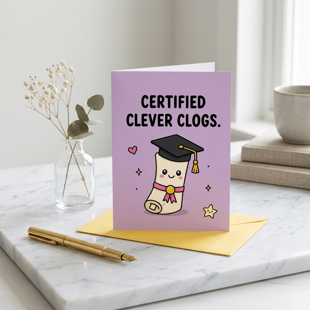 Certified Clever Clogs Graduation Congratulations Card