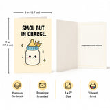 Smol But In Charge New Baby Congratulations Card