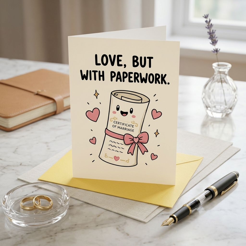 Love But With Paperwork Wedding Congratulations Card