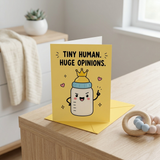 Tiny Human Hugh Opinions New Baby Congratulations Card