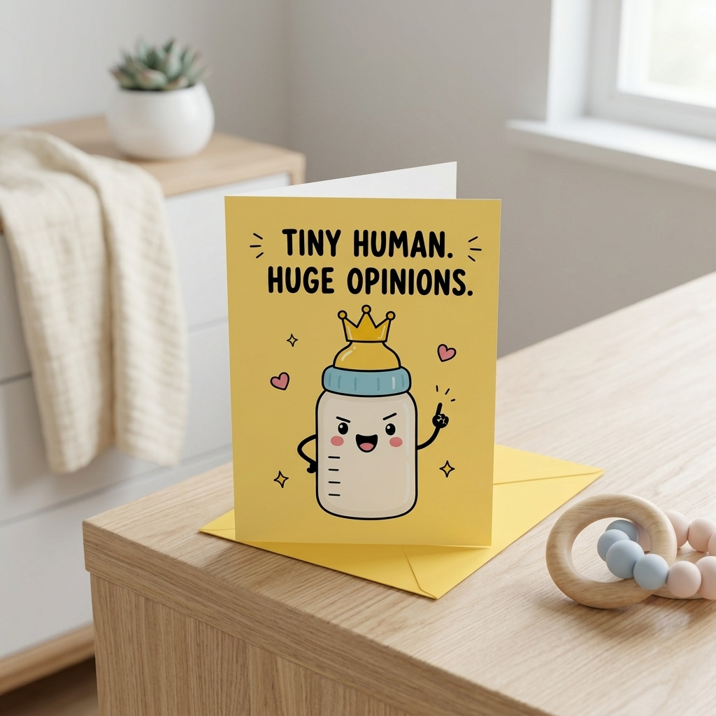 Tiny Human Hugh Opinions New Baby Congratulations Card