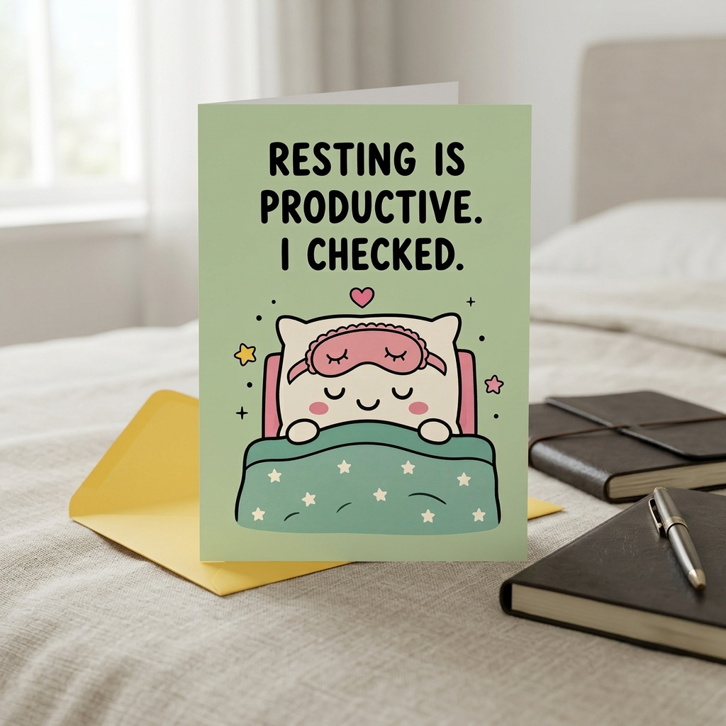 Resting is Productive I Checked Get Well Soon Card