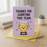 Trophy Design for Carrying This Team Thank You Card