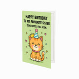 To My Favourite Sister Zero Notes Full Icon Birthday Card