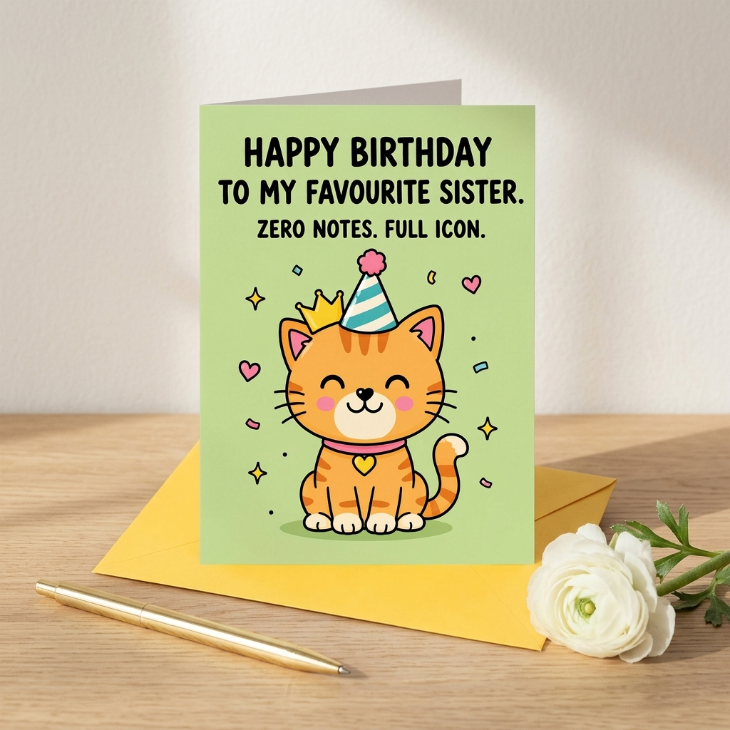 To My Favourite Sister Zero Notes Full Icon Birthday Card