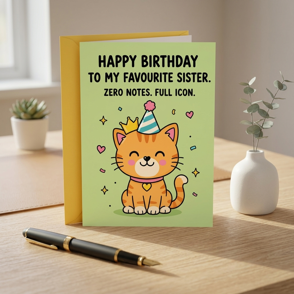 To My Favourite Sister Zero Notes Full Icon Birthday Card