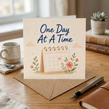 One Day at a Time Encouragement Card Recovery, Sobriety, Anxiety, Hard Times Motivational 