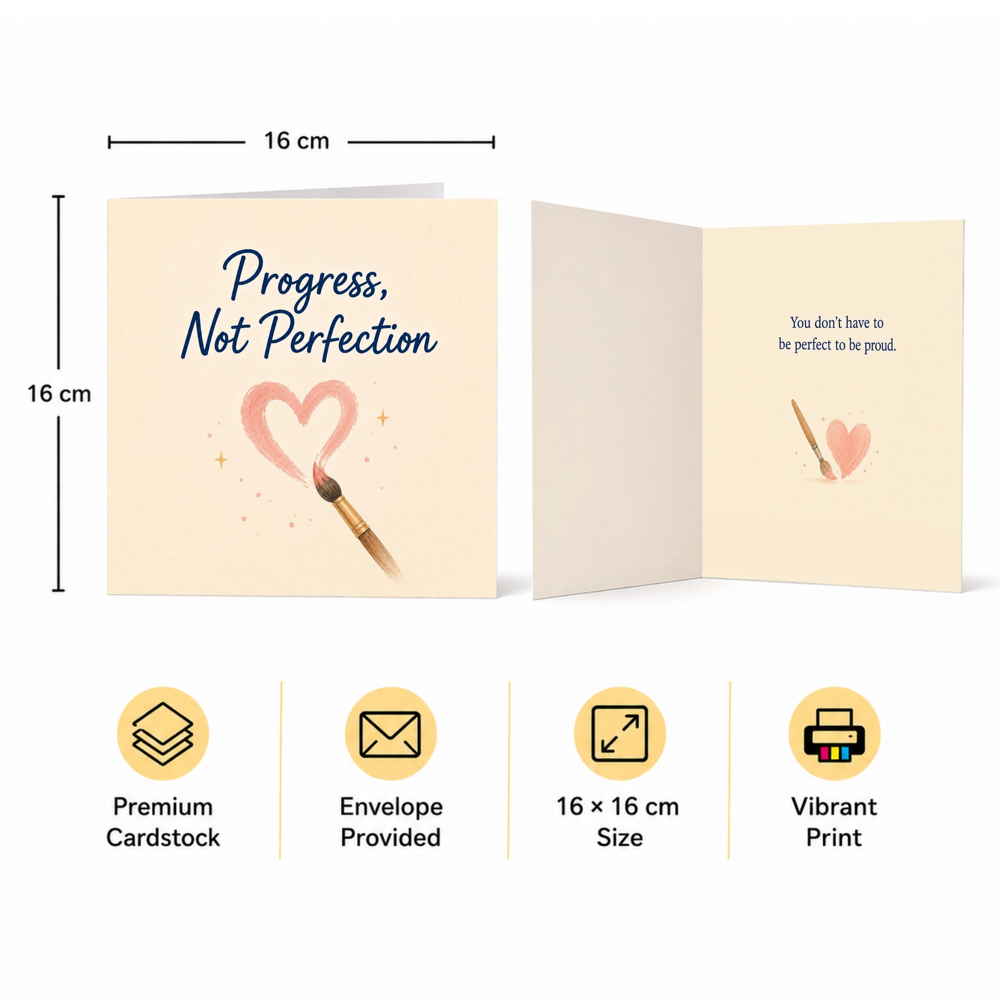 Progress Not Perfection Encouragement Card Self Compassion