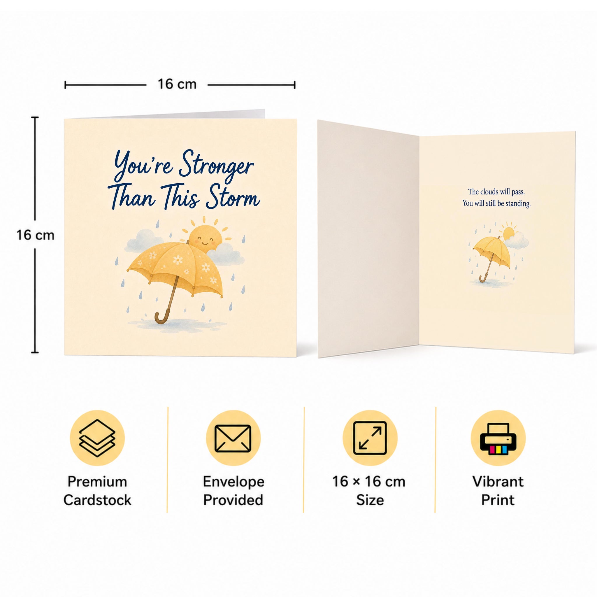 You're Stronger Than This Storm Encouragement Card Hard Times, Grief, Illness