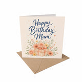 Flowers on Gift Design Mum Birthday Card