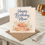 Flowers on Gift Design Mum Birthday Card