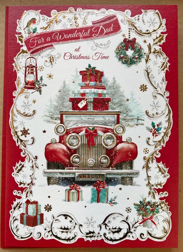 DAD AT CHRISTMAS - Nice Verse Gold Foil Quality New Xmas Greeting Card 