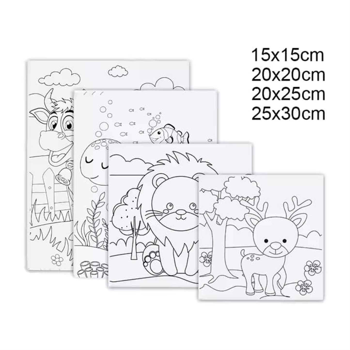 20 x 20cm Pre Drawn Outline Canvas Paint For Kids