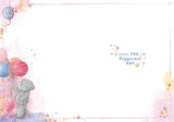 Bear Holding Present And Balloons Birthday Card