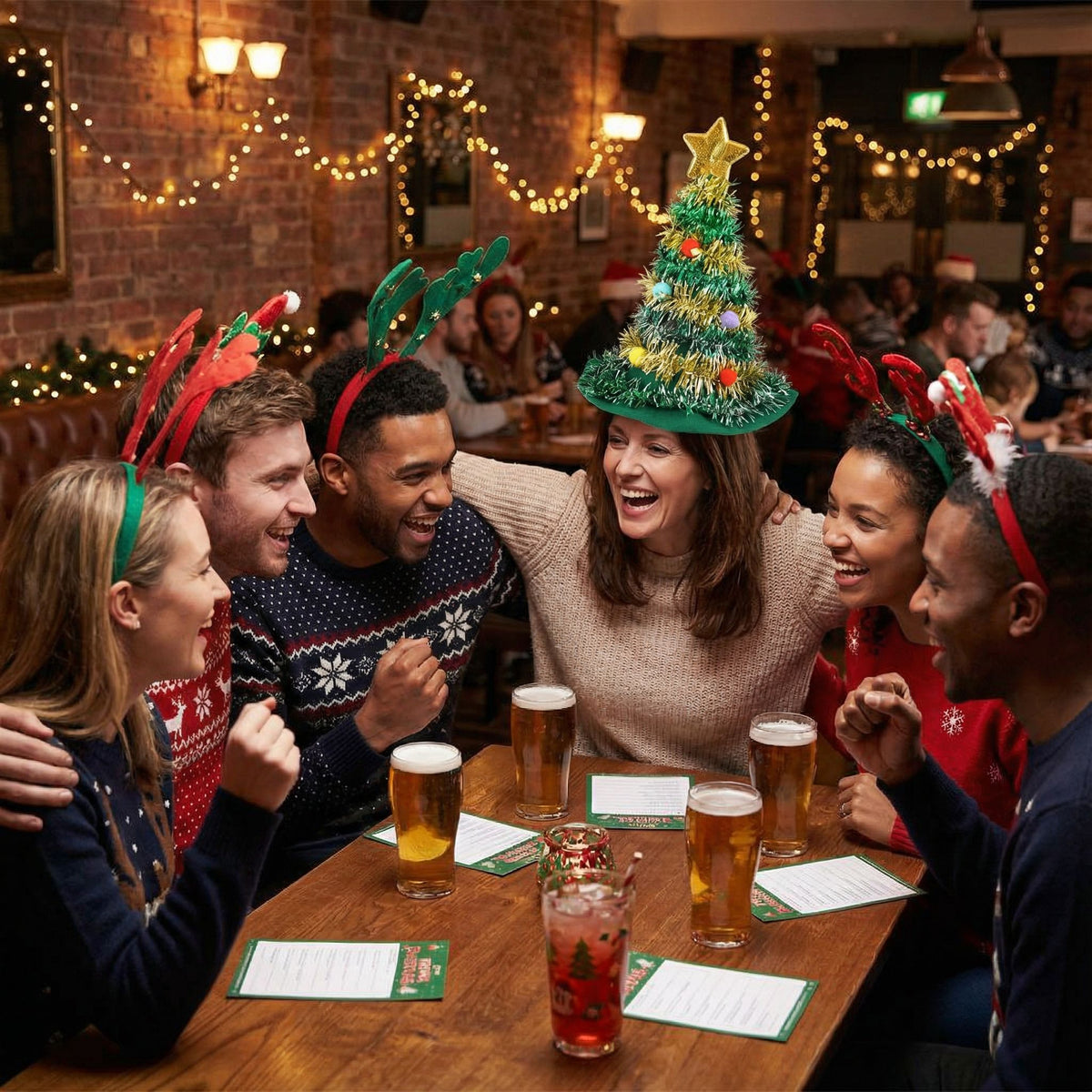 Christmas Tree Design Adult Hat with Star