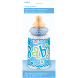 Blue Dots Baby Shower Bottle Shaped Honeycomb Decoration, 12"