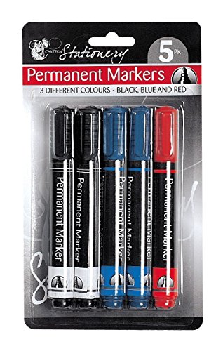 5 Pack Permanent Markers - Blue Black & Red {DC}