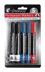 5 Pack Permanent Markers - Blue Black & Red {DC}