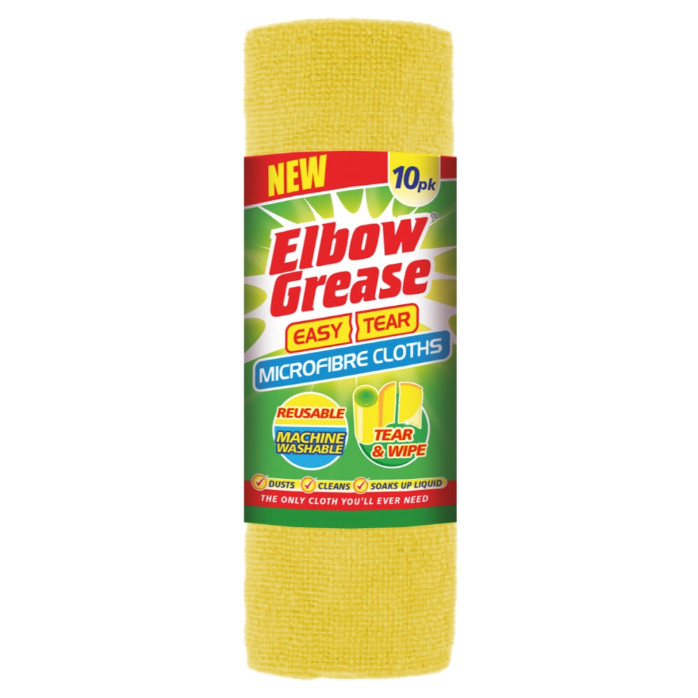 Pack of 10 Elbow Grease Yellow Microfibre Easy Tear Cloths