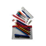 Stationery Filled Red Zip 8x5" Pencil Case with Colouring Pencils