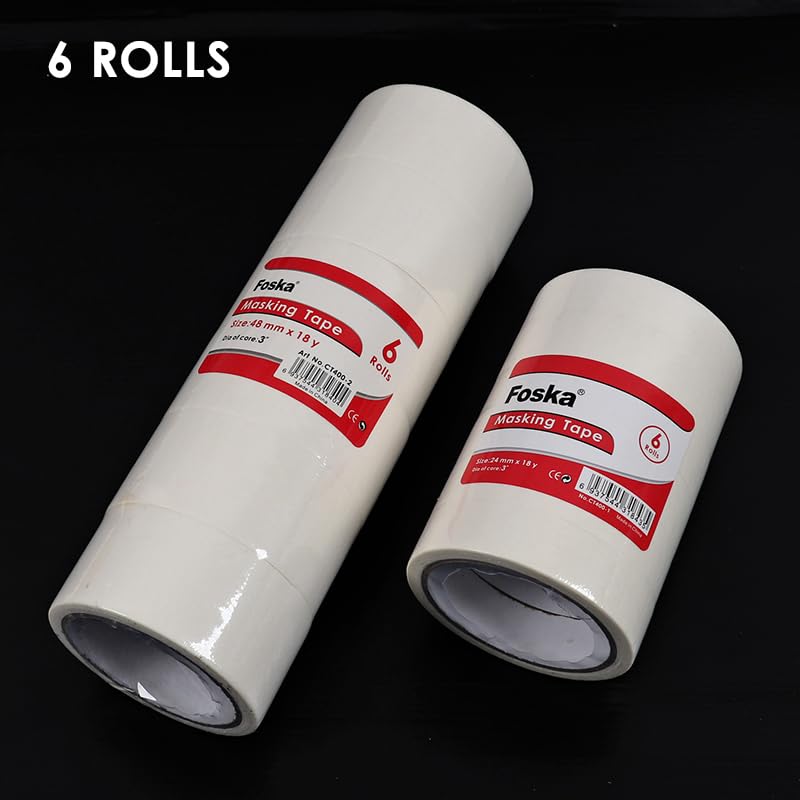 Pack of 6 48mm x 18yard Masking Tape