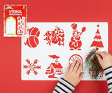 Pack of 8 Christmas Stencils - Holiday Decorating Scrapbooking DIY Window Display Art