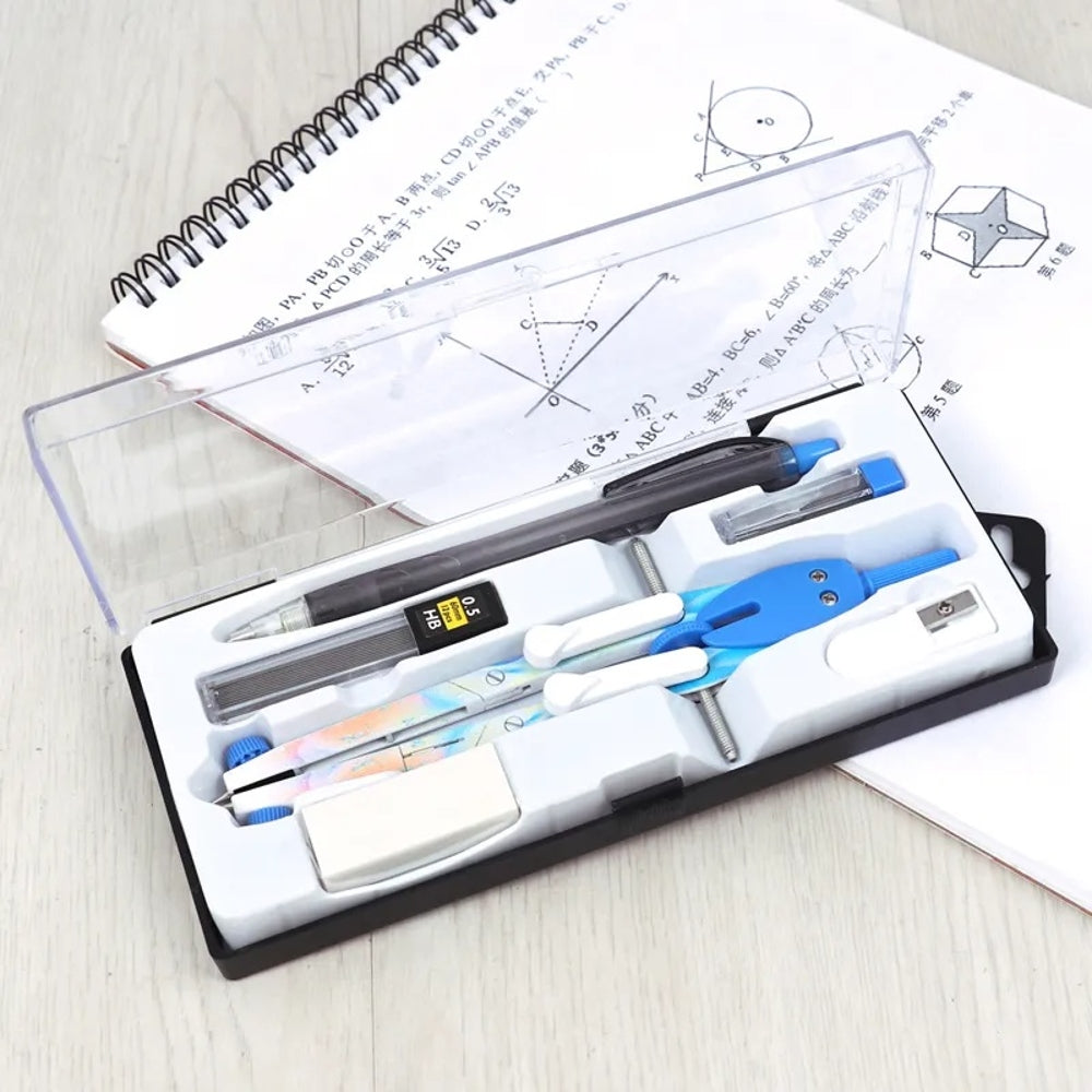 Metal Zinc Alloy Adjustable Compass Divider Math Set