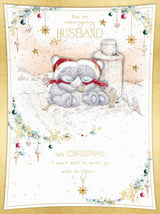 Bears Sit Snuggled Together In The Snow Wonderful Husband Luxury Boxed Christmas Card