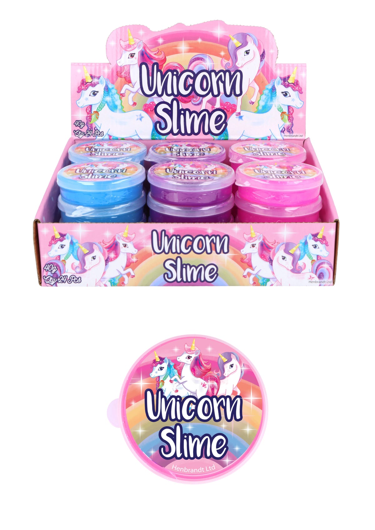 Single Unicorn Slime Tub - Pocket Money Toys Party Bag Filler