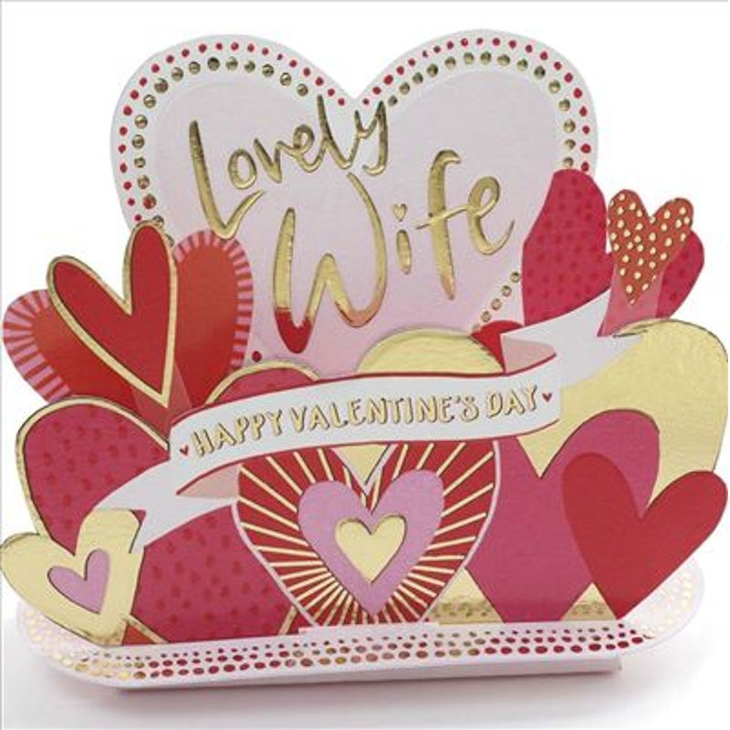 For Lovely Wife Hearts Valentine's Day Card Pop-Up Design