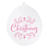 Pack of 10 Pink & White Christening 9" Latex Balloons