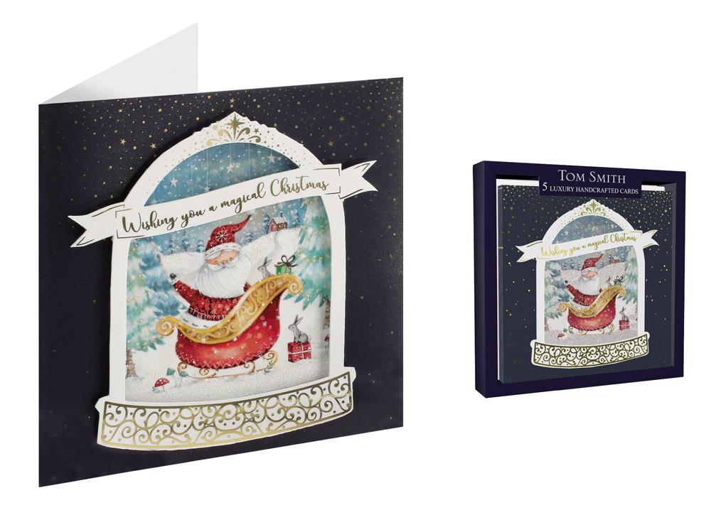 Pack of 5 Handcrafted Cute Santa Design Christmas Greeting Cards
