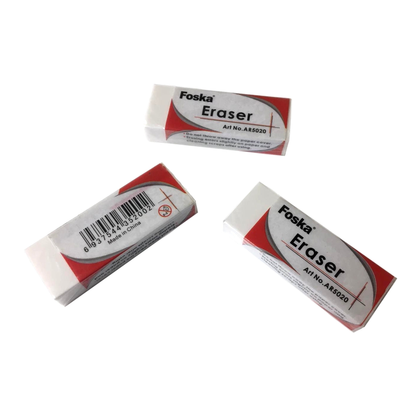 Pack of 20 White Erasers send Janrax PVC