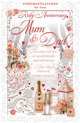 Congratulations On Your Ruby Anniversary Mum & Dad Opacity Card
