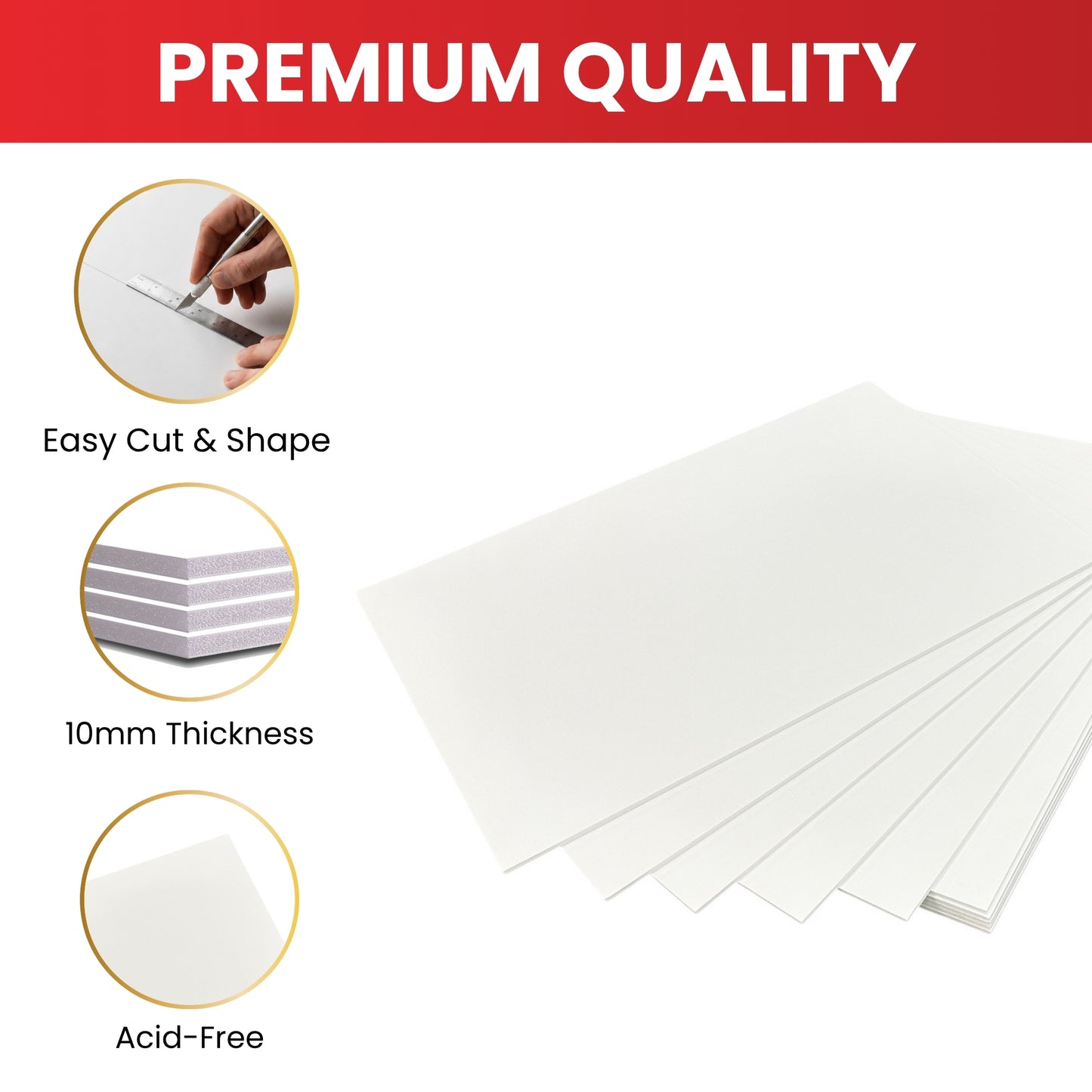 Pack of 5 A1 10mm Linen White Foam Boards – 594 x 841mm