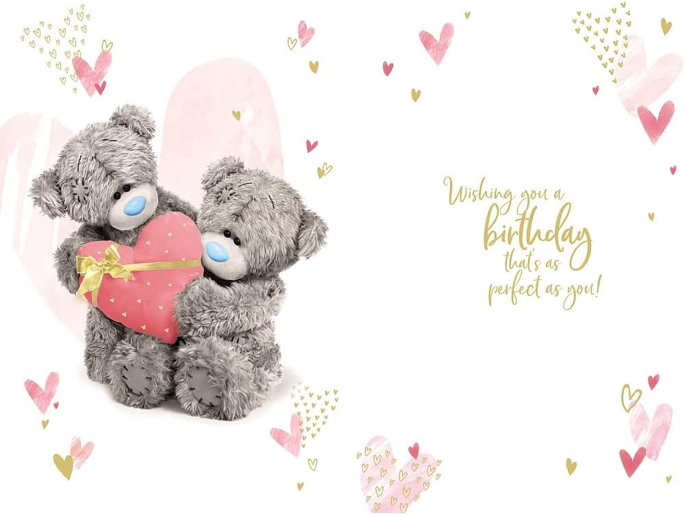 3D Holographic Hologram One I Love Bears Holding Heart Birthday Card 