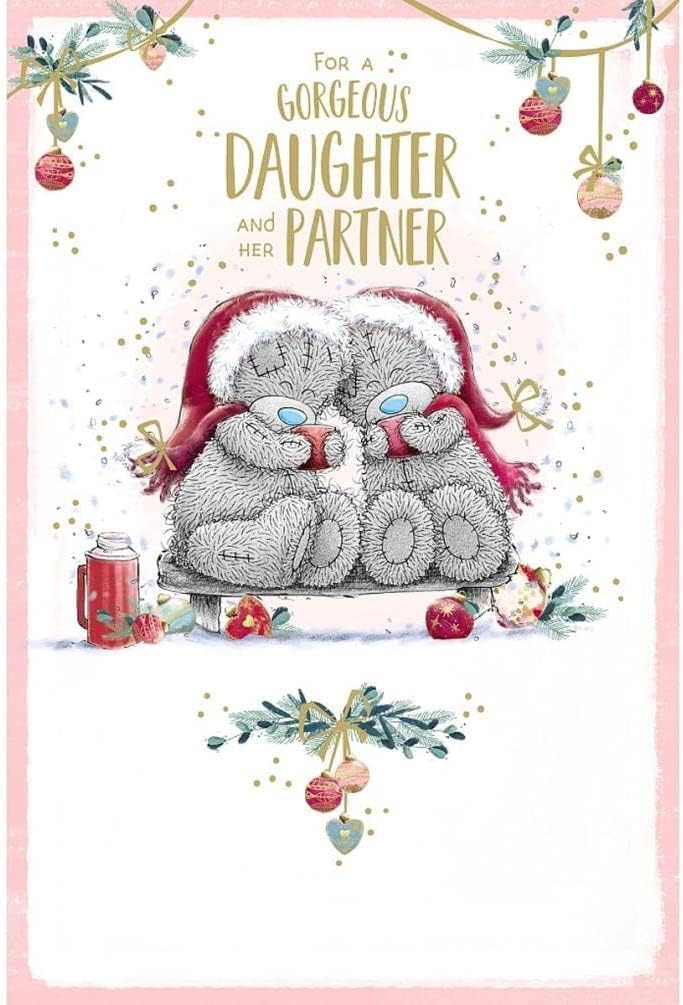 Bears Snuggling Daughter & Partner Christmas Card