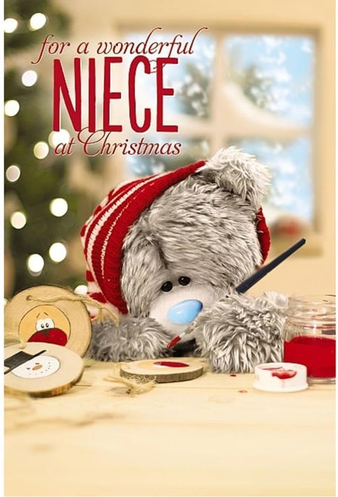 Bear Painting Niece 3D Holographic Christmas Card