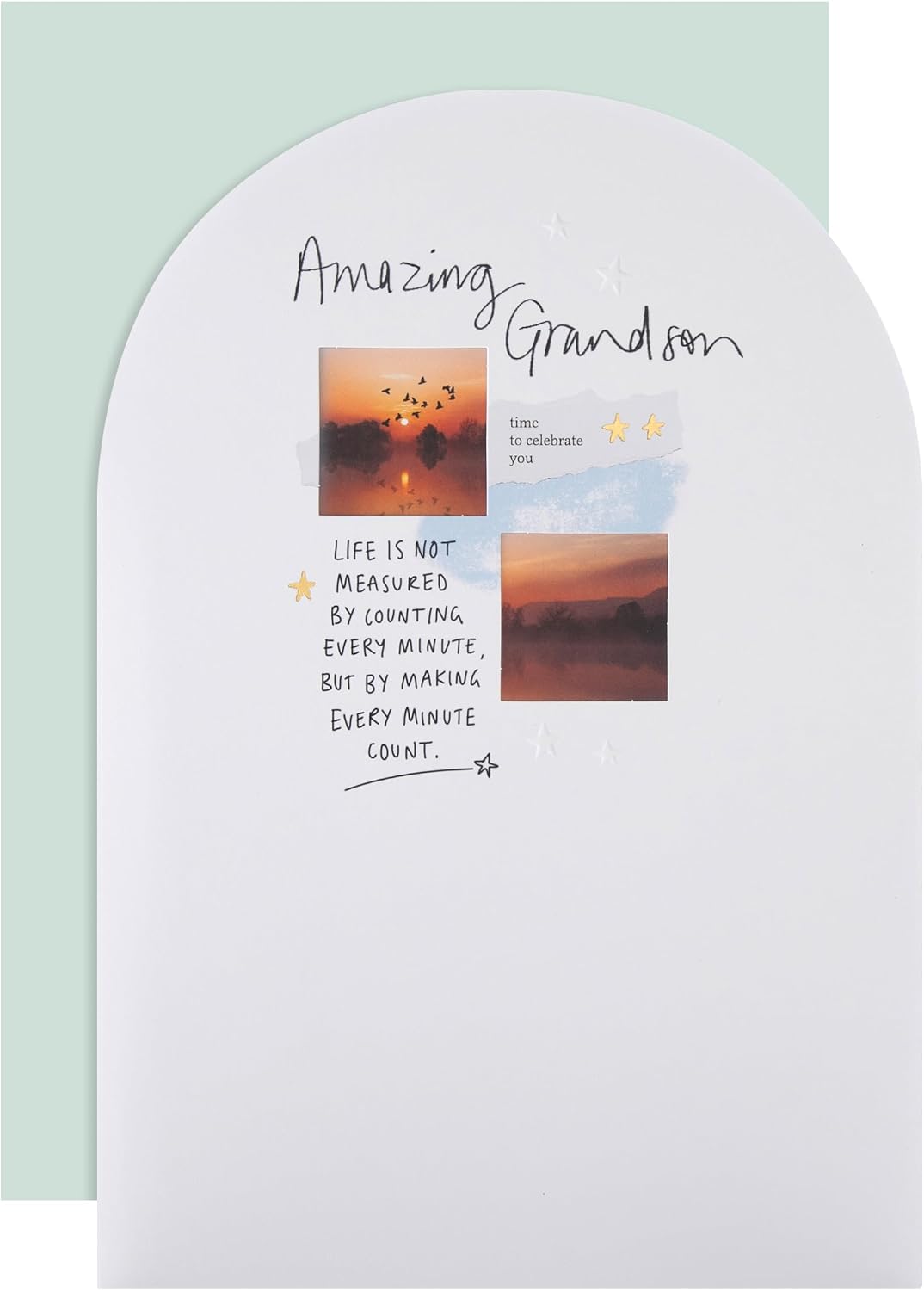 Heartfelt Verse Foil Stars Design Grandson Birthday Card