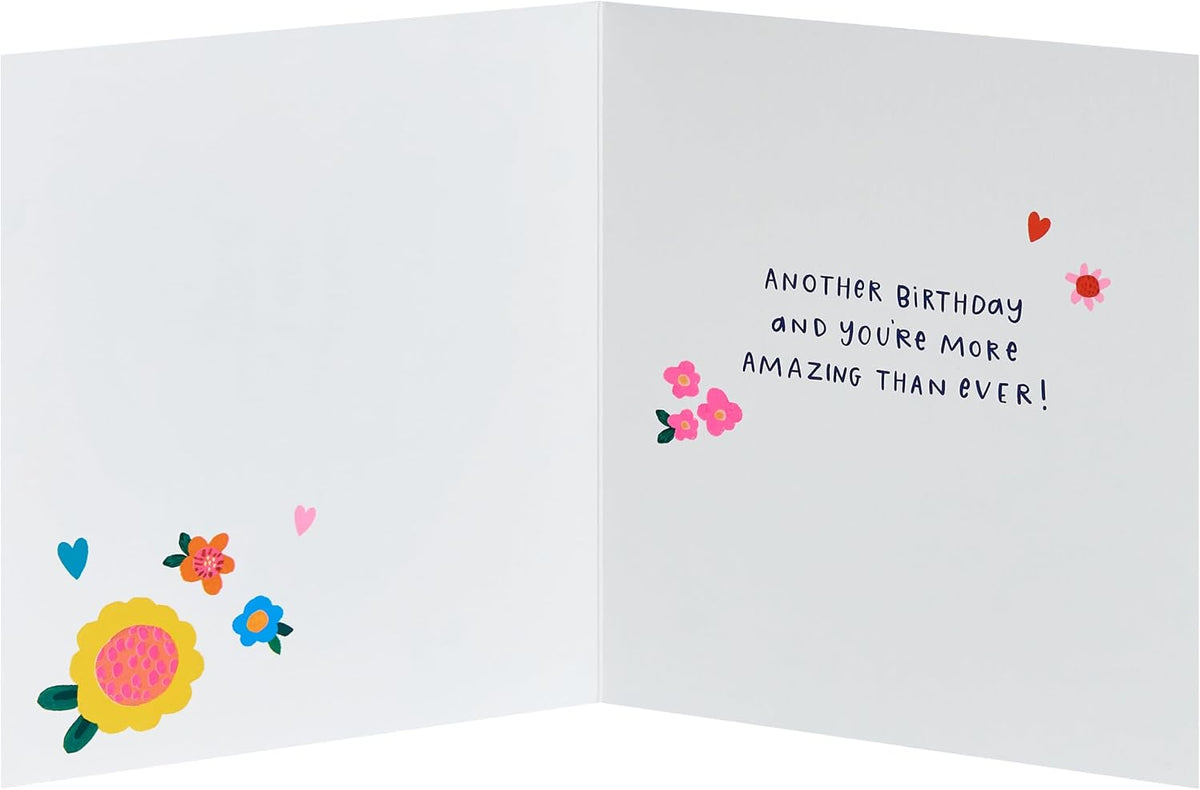 Flowers & Heart Design Wife Birthday Card
