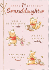 Winnie the Pooh and Piglet Design Granddaughter 1st Birthday Card