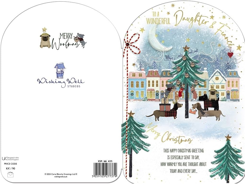Dogs With Gifts And A Card Daughter & Fiancé Christmas Card