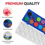 Set of 12 Solid Watercolour With Brush in Plastic Case