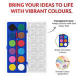 Set of 12 Solid Watercolour With Brush in Plastic Case