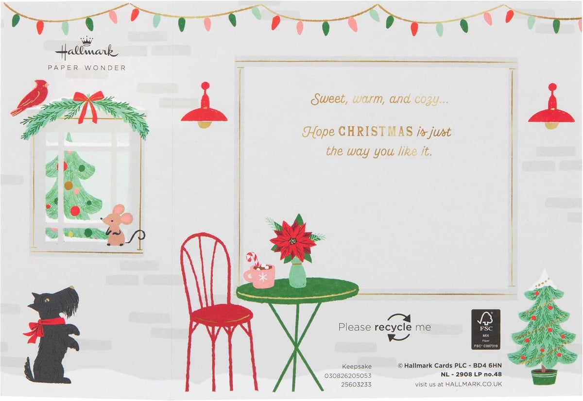 Paper Wonder 3D Pop Up Santa Hot Cocoa Shop Christmas Card