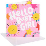 Bright Pink Design New Baby Girl Birth Congratulations Card